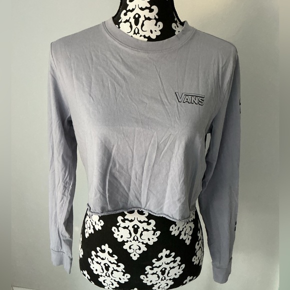 Vans Women's Gray Long Sleeve Crop Tee Sz S - Picture 1 of 7